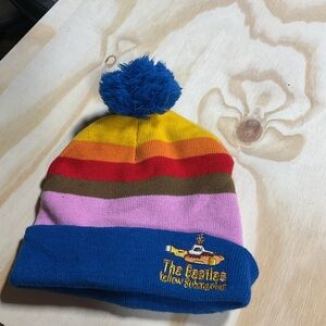 Colorful Striped Pom-Pom Beanie